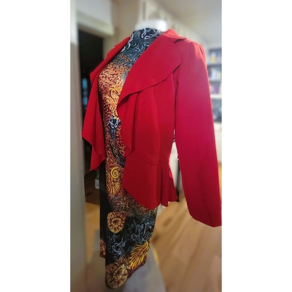 Sophisticated Fashion High Quality Joan Rivers Red Soft Knit Flutter Lapel Shrug - Picture 9 of 14